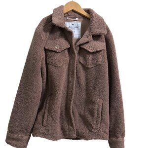 Abercrombie Kids Tan Sherpa Teddy Coat Shacket 11/12 Button front